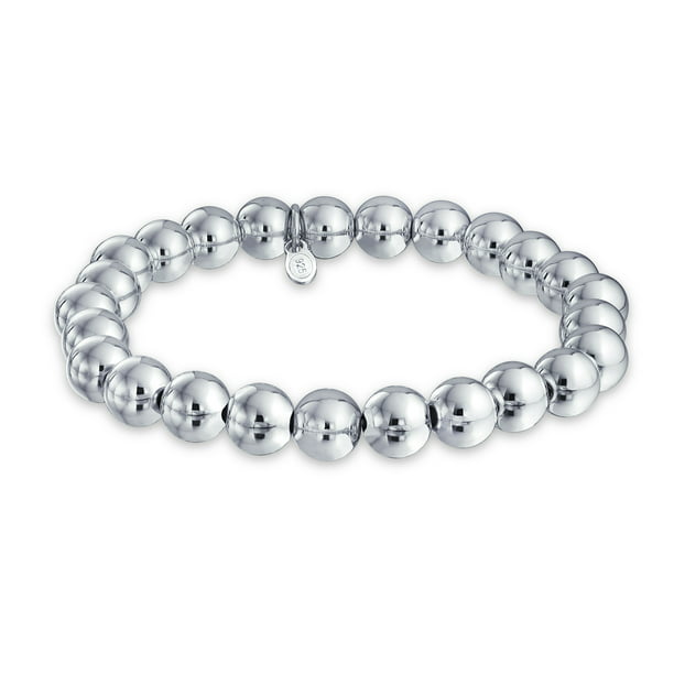 Sterling Silver Mixed Bead Stretch Stacking Bracelet 